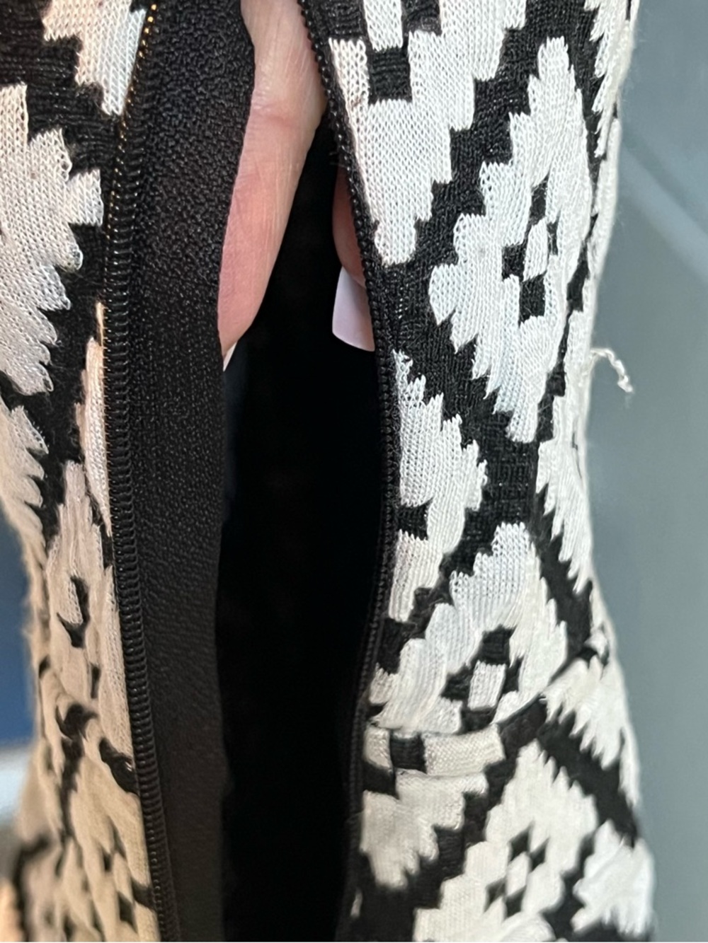 Xhilaration Black & White Geometric Dress with Coral Trim Y2K - Picture 5 of 14